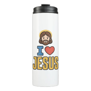 Vintage I Love Jesus Christliches Grafikdesign Thermosbecher