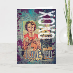 Vintage I Love You Mixed Media Karte