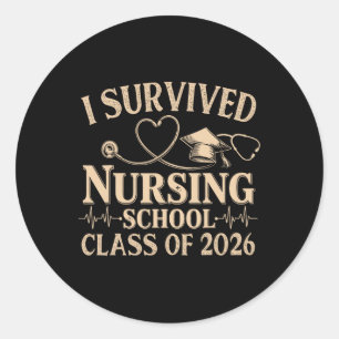 Vintage I Survived Krankenpflegeschule Abschlussja Runder Aufkleber
