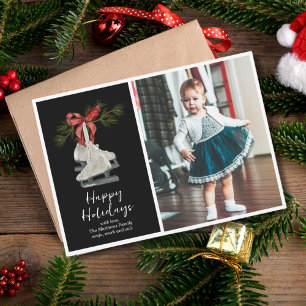 Vintage Ice Skate Flat Holiday Card Feiertagskarte