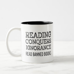 Vintage Ich lese verbotene Bücher lustige Bücherli Zweifarbige Tasse
