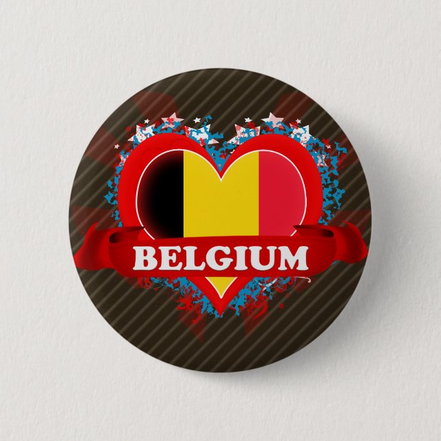 Vintage Ich liebe Belgien Button (Vorderseite)