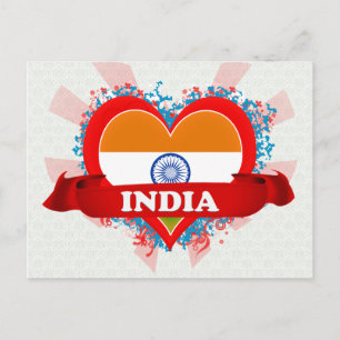 Vintage Ich liebe Indien Postkarte