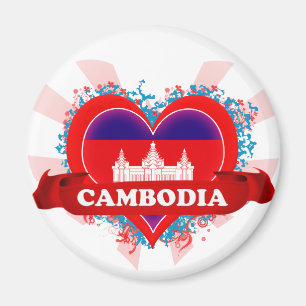 Vintage Ich liebe Kambodscha Magnet