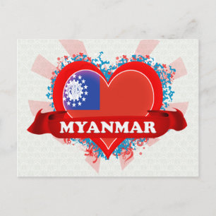 Vintage Ich liebe Myanmar Postkarte