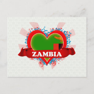 Vintage Ich liebe Sambia Postkarte