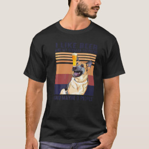 Vintage Ich mag Bier Deutscher Schäferhund und 3 P T-Shirt