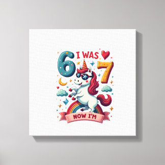 Vintage Ich war 6 jetzt bin ich Einhorn Geburtstag Leinwanddruck