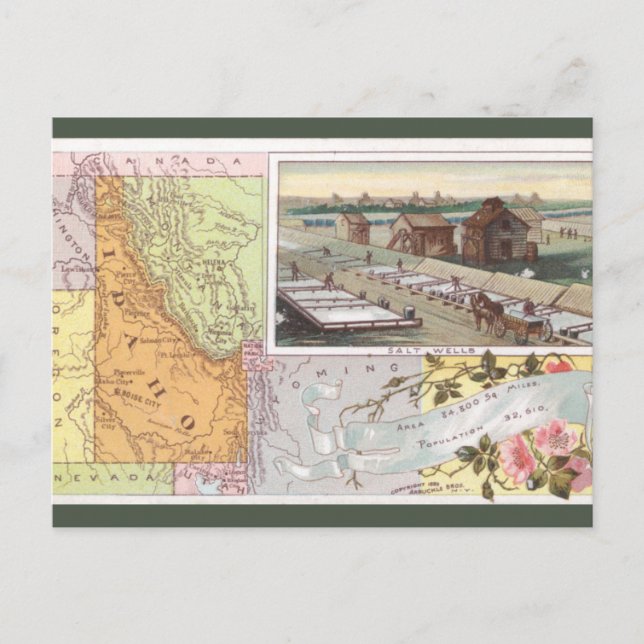 Vintage Idaho Map Postkarte (Vorderseite)