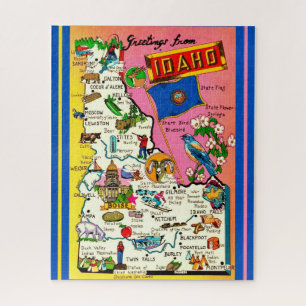 Vintage Idaho Staat 16x20 Karte