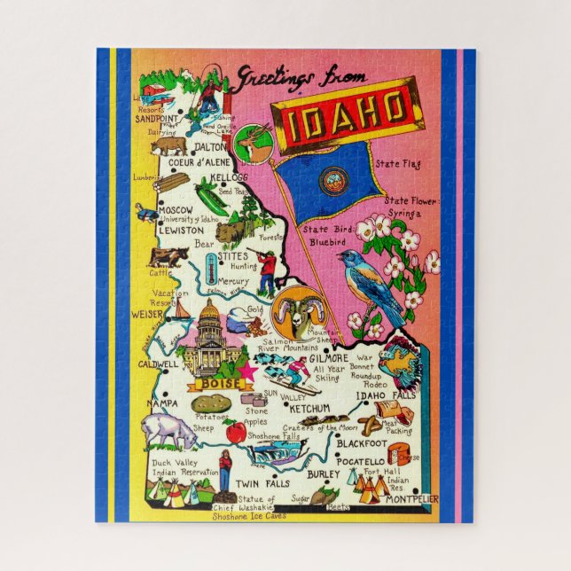 Vintage Idaho Staat 16x20 Karte (Vertikal)
