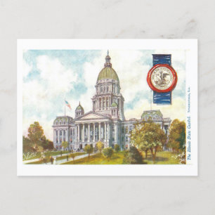 Vintage Illinois-Hauptstadt mit Siegel Postkarte