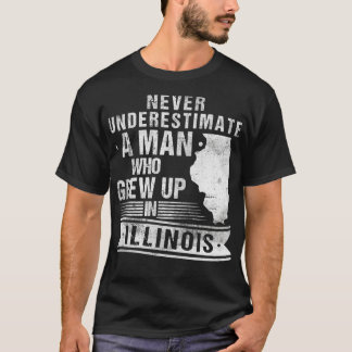 Vintage Illinois-Karte Ein Mann, der in Illinois a T-Shirt