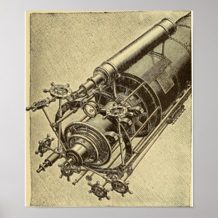 Vintage Illustration 1898 Steampunk Teleskops Poster