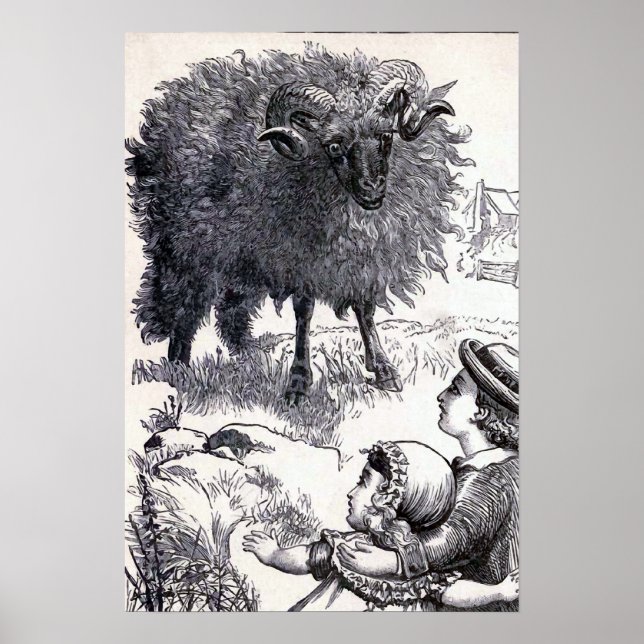 Vintage Illustration "Baa Baa Black Sheep" Poster (Vorne)