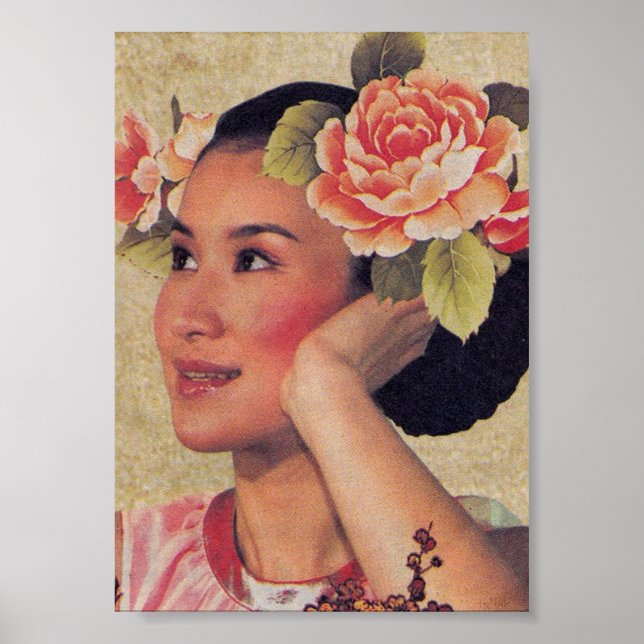 Vintage-Illustration Chinesin Poster (Vorne)