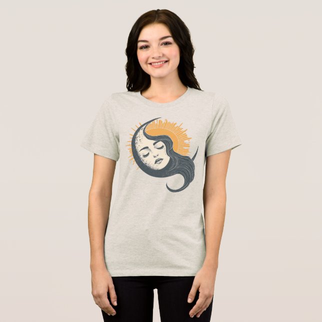 Vintage Illustration Dawn Lady Sun Tri-Blend Shirt (Vorderseite voll)