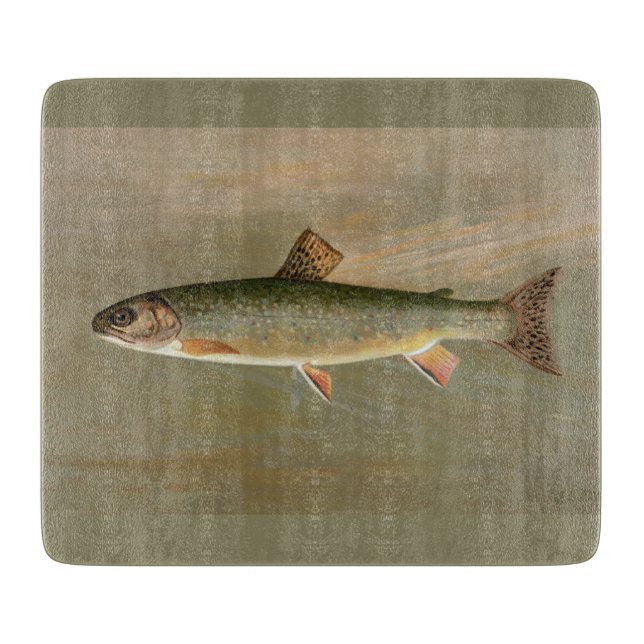 Vintage Illustration der Bachforelle Schneidebrett (Vorderseite)