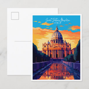 Vintage-Illustration der Basilika Saint Peters Postkarte