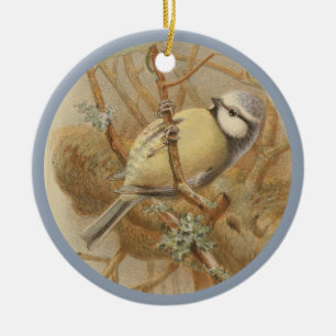 Vintage Illustration der Bluetit Keramik Tree Deko Ornament
