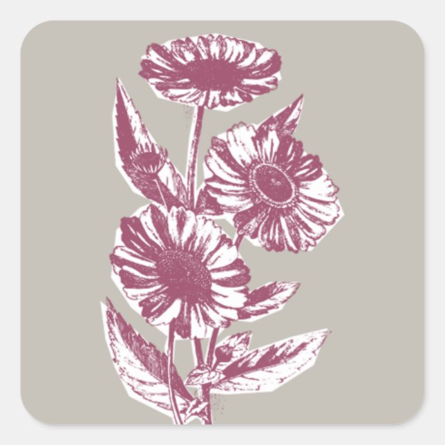 Vintage Illustration der Blume Umschlag Aufkleber  (Vorderseite)