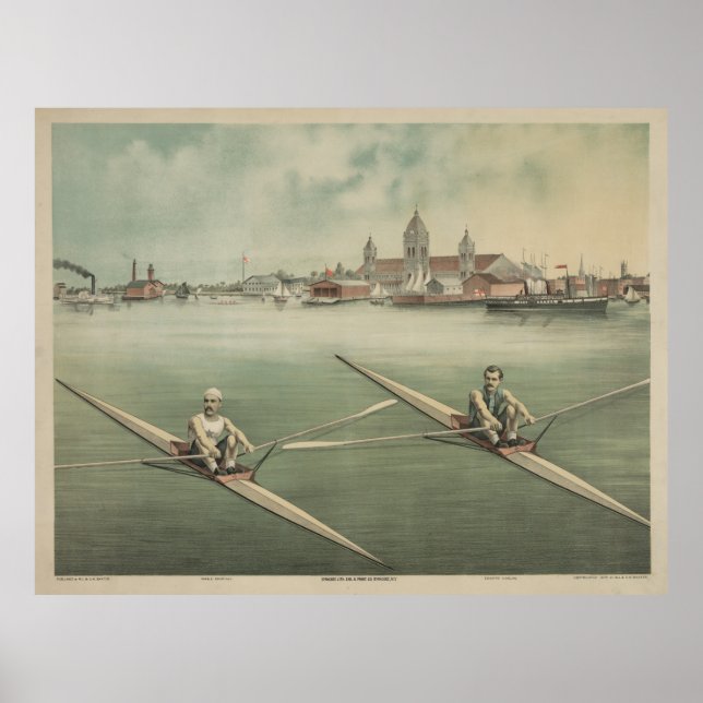Vintage Illustration der Crewing Athletes (1879) Poster (Vorne)