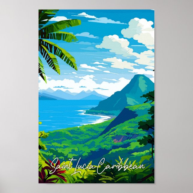 Vintage-Illustration der Karibik Saint Lucia Poster (Vorne)