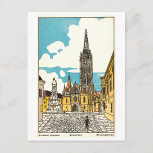Vintage-Illustration der Krönungskirche in Budapes Postkarte