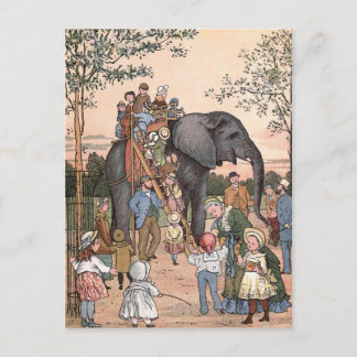 Vintage Illustration "Der Zoo" Postkarte
