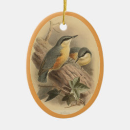 Vintage Illustration des Deko der Keramik Nuthatch Keramik Ornament