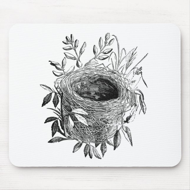 Vintage Illustration des Vogelnestes Mousepad (Vorne)