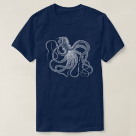 Vintage Illustration des weißen Oktopus T-Shirt
