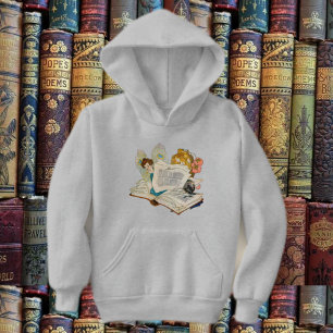Vintage-Illustration einer Bücherwurmfee Hoodie