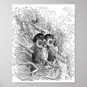 Vintage-Illustration einer Eule Poster
