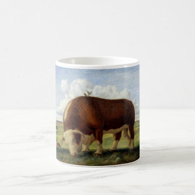 Vintage Illustration eines Hereford Stiers Kaffeetasse (Mittel)