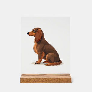 Vintage-Illustration eines langhaarigen Dachshunds Acrylschild