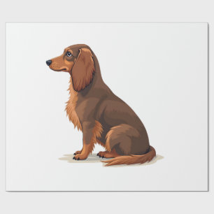 Vintage-Illustration eines langhaarigen Dachshunds Geschenkpapier