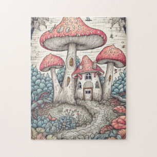 Vintage-illustration eines psychedelischen Pilzhau