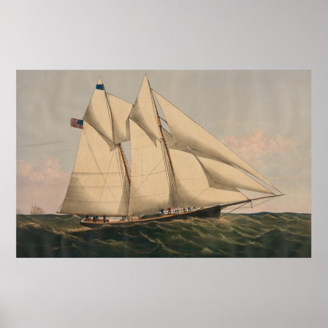 Vintage Illustration eines Schooner Segelbootes (1 Poster (Vorne)
