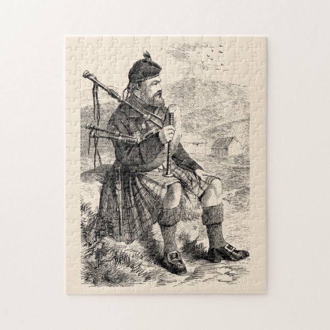 Vintage-Illustration eines schottischen Highlander (Vertikal)