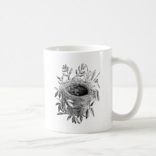 Vintage-Illustration eines Vogelnests Kaffeetasse