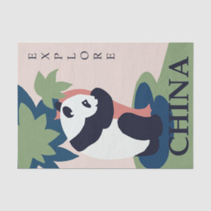 Vintage Illustration Entdecke China Panda Bears Seidenpapier