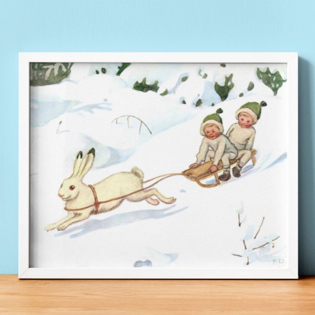 Vintage Illustration Forest Children Elsa Beskow Poster (Von Creator hochgeladen)