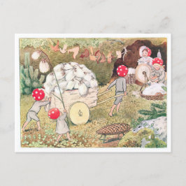 Vintage Illustration Forest Children Elsa Beskow Postkarte