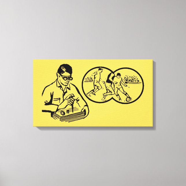 Vintage Illustration Hobby Soccer Leinwand (Vorderseite)