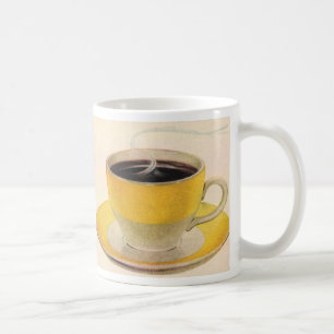 Vintage-Illustration Kaffee in einer gelben Tasse