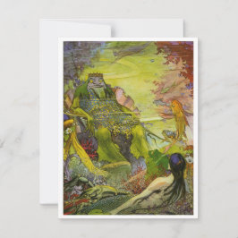 Vintage Illustration King of Mermaids Mitteilungskarte