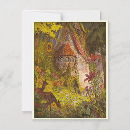 Vintage Illustration Mystical Forest Castle Mitteilungskarte