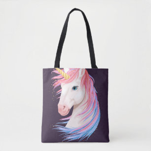 Vintage Illustration niedlicher Einhornfarben mit Tasche