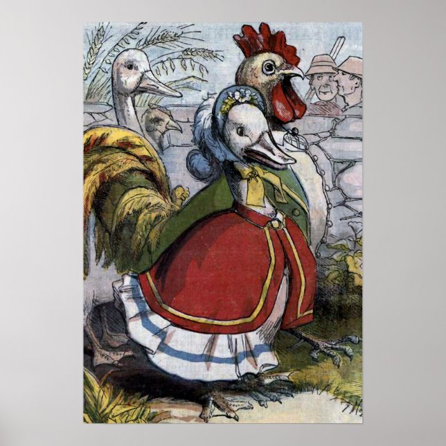 Vintage Illustration "Old Mother Goose" Poster (Vorne)